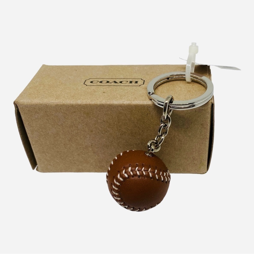 Vintage Coach Leather Baseball Keychain w Original Box and Booklet. NWOT - Picture 2 of 5